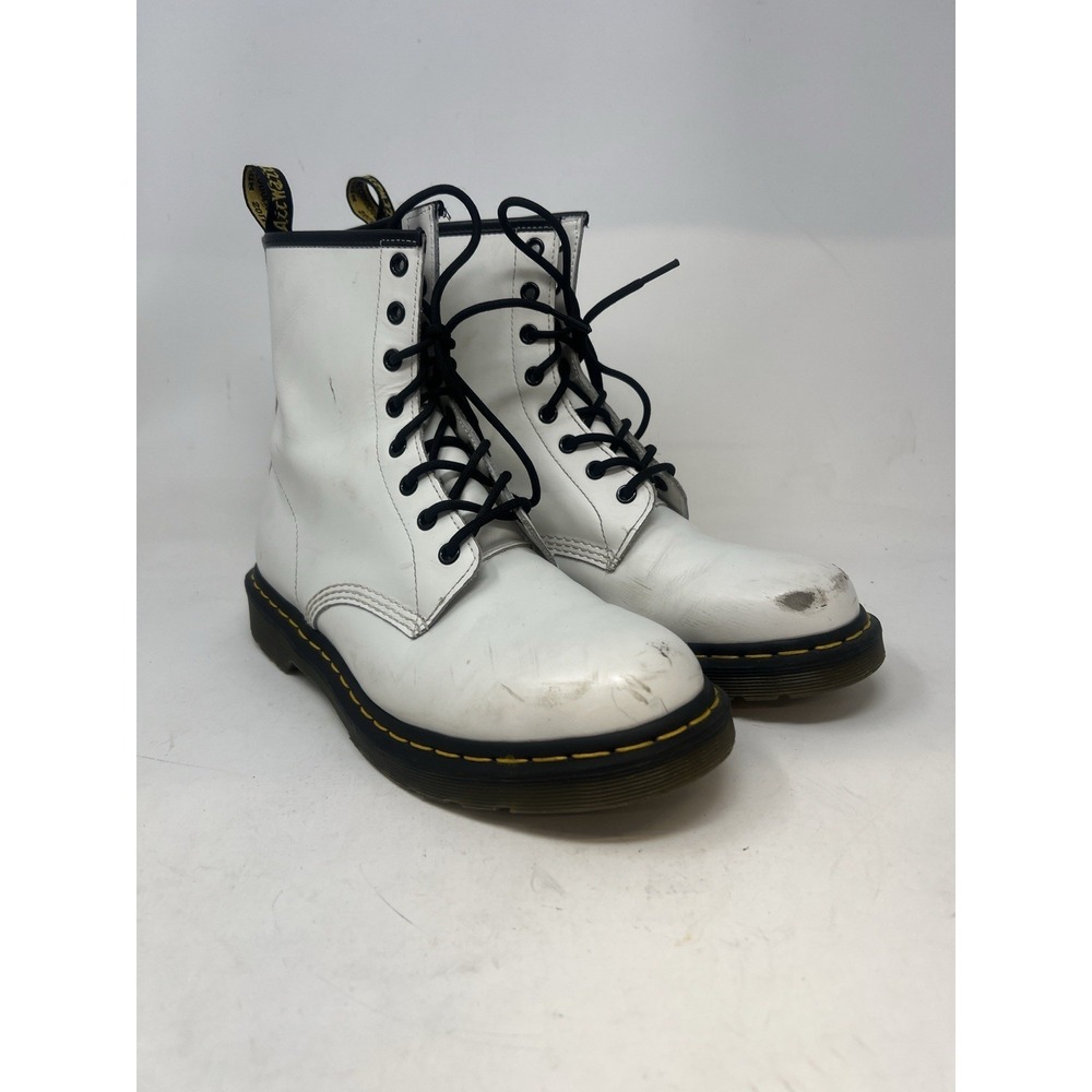 Dr. Martens Boots Womens Size 11 White Leather Ankle Combat Lace Up 11821